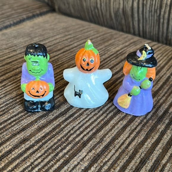 - Vintage Avon Trick or Treat Trio Candle Set Witch Pumpkin Ghost Frankens… - Picture 1 of 3